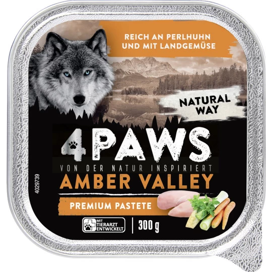 Paws Amber Valley Premium Pastete Perlhuhn & Landgemüse 300G