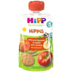 Bio Hippis Pfirsich-Banane In Apfel Mit Cookies Ab 1 Jahr 100G