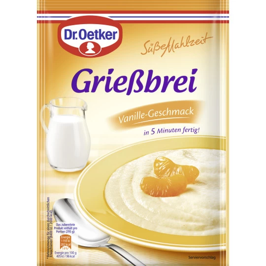 Dr. Oetker Grießbrei Vanille-Geschmack 90G