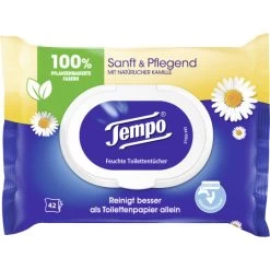 Tempo Sanft & Pflegend Feuchte Toilettentücher Kamille 42 Stück